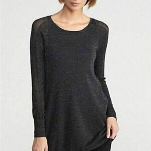 Eileen Fisher M Black Merino Wool Tunic Sweater,
Sz Medium